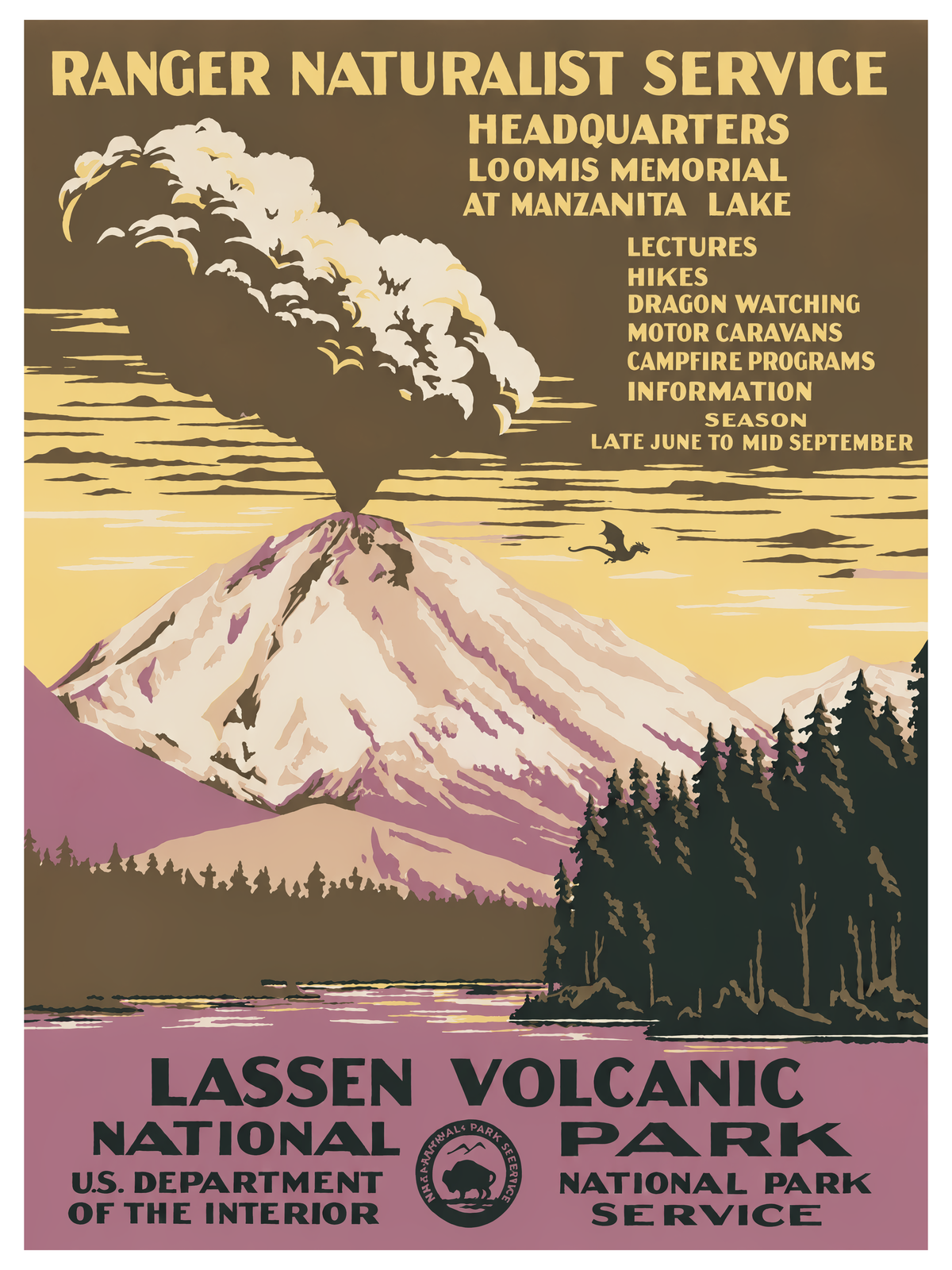 Lassen Volcanic — Dragon Watching — complete unframed 12 × 16-inch print