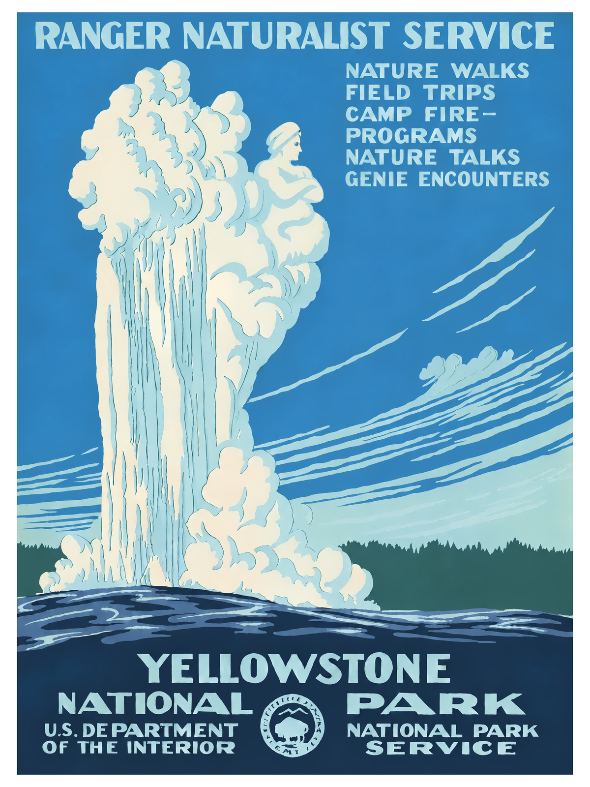 Yellowstone: Old Faithful — Genie Encounters — complete unframed 12 × 16-inch print
