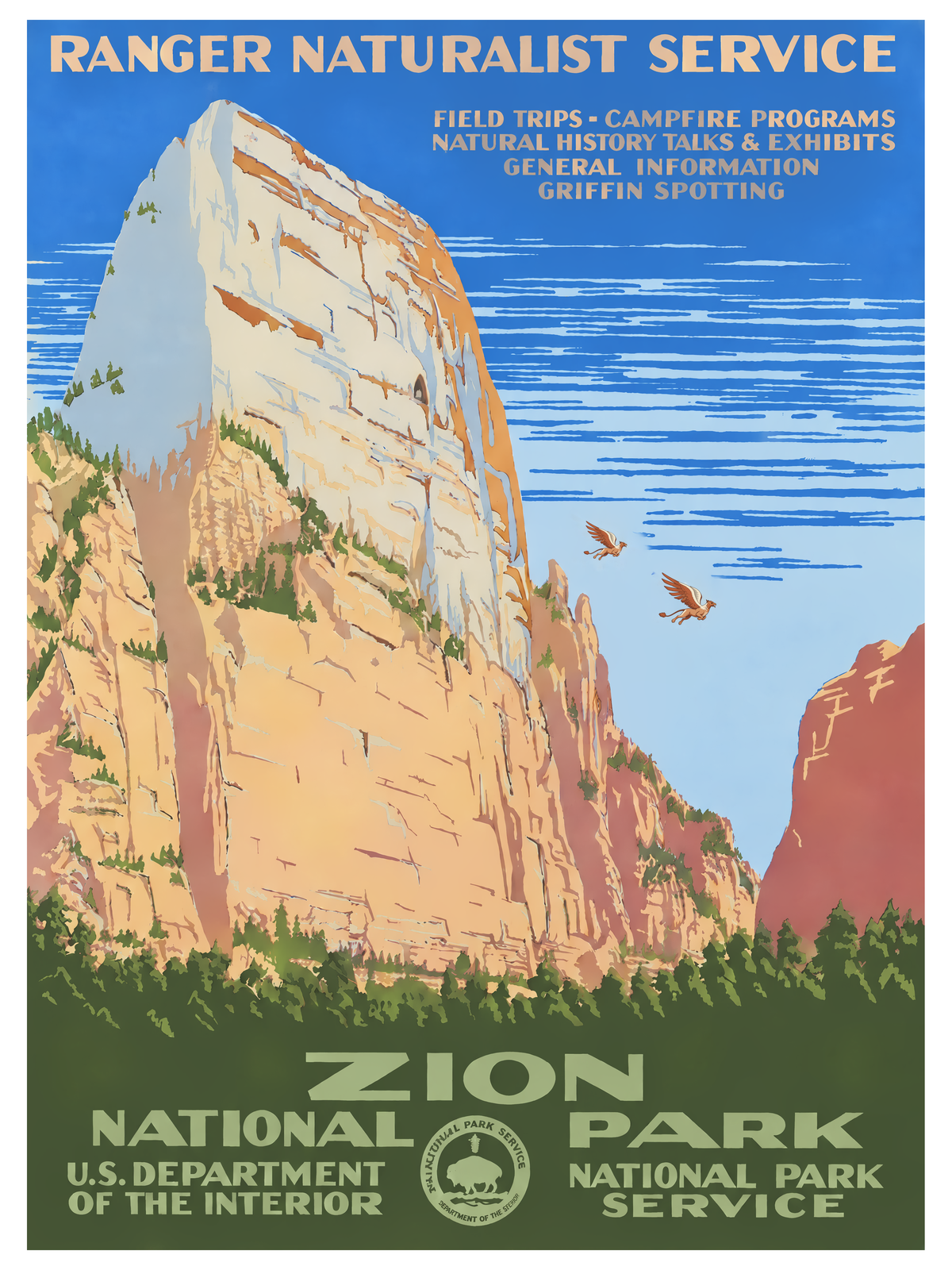 Zion National Park — Griffin Spotting — complete unframed 12 × 16-inch print